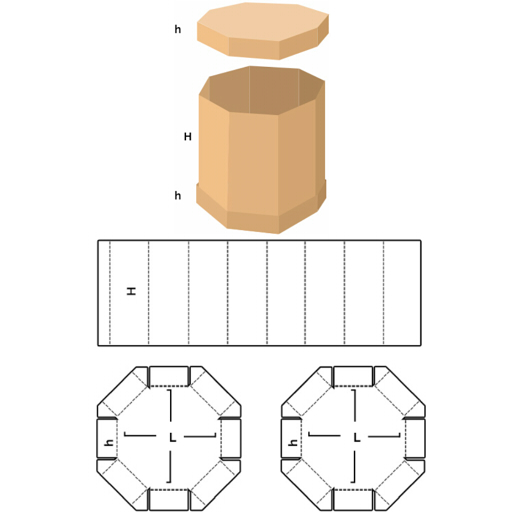 Восьмигранный картонный короб FEFCO 0350